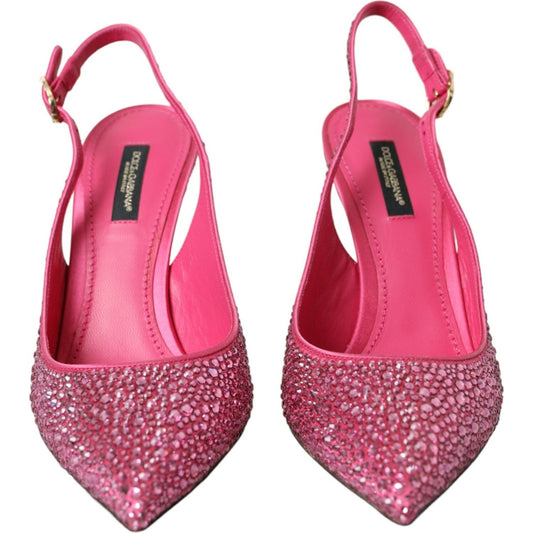 Dolce & Gabbana Pink Slingbacks Crystal Pumps Shoes Dolce & Gabbana