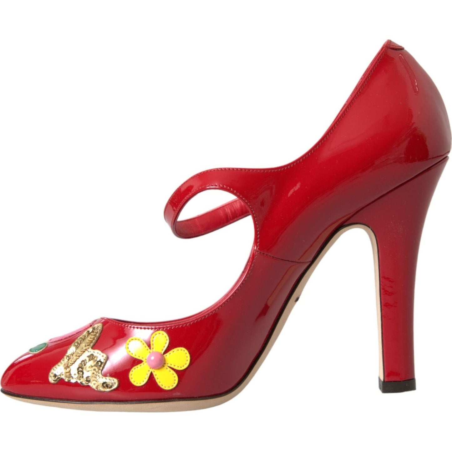 Dolce & Gabbana Red Leather Embellished Mary Jane Pumps Heels Shoes Dolce & Gabbana