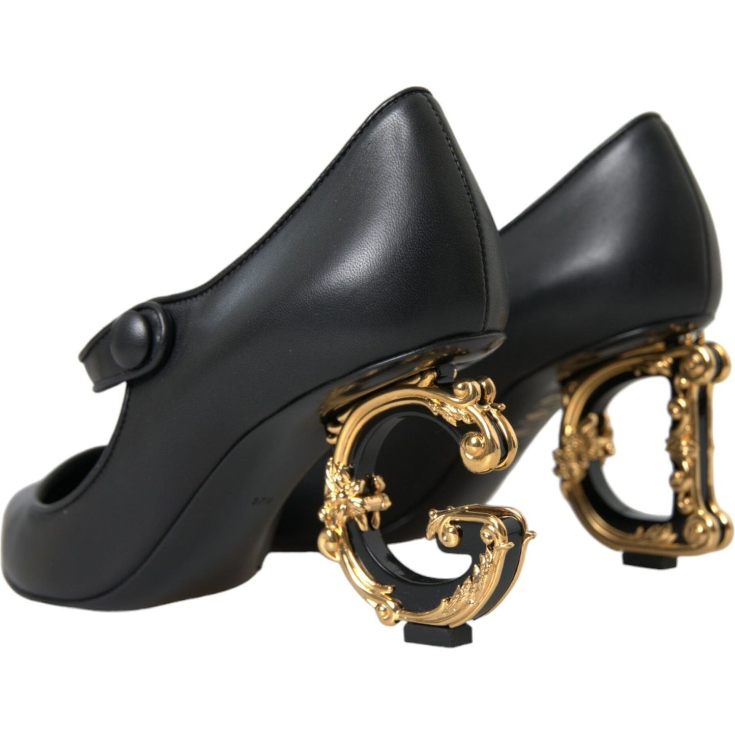 Dolce & Gabbana Black Leather Logo Heels Mary Janes Pumps Shoes Dolce & Gabbana