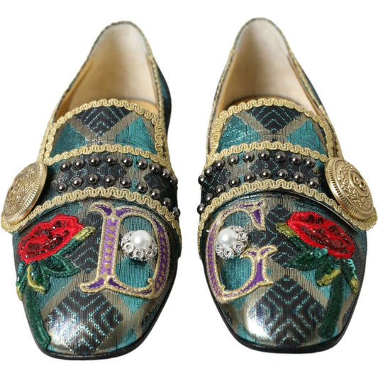 Dolce & Gabbana Multicolor Jacquard Embellished Loafers Shoes Dolce & Gabbana