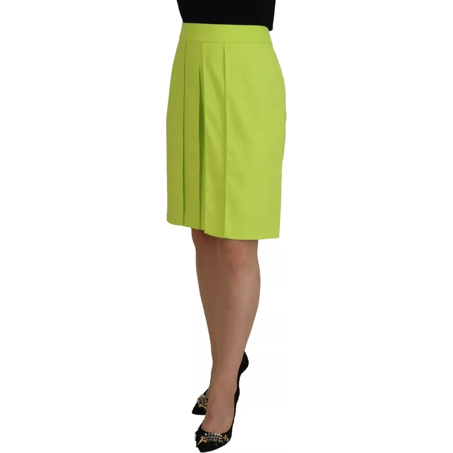 Dsquared² Green High Waist Pleated A-line Knee Length Skirt Dsquared²