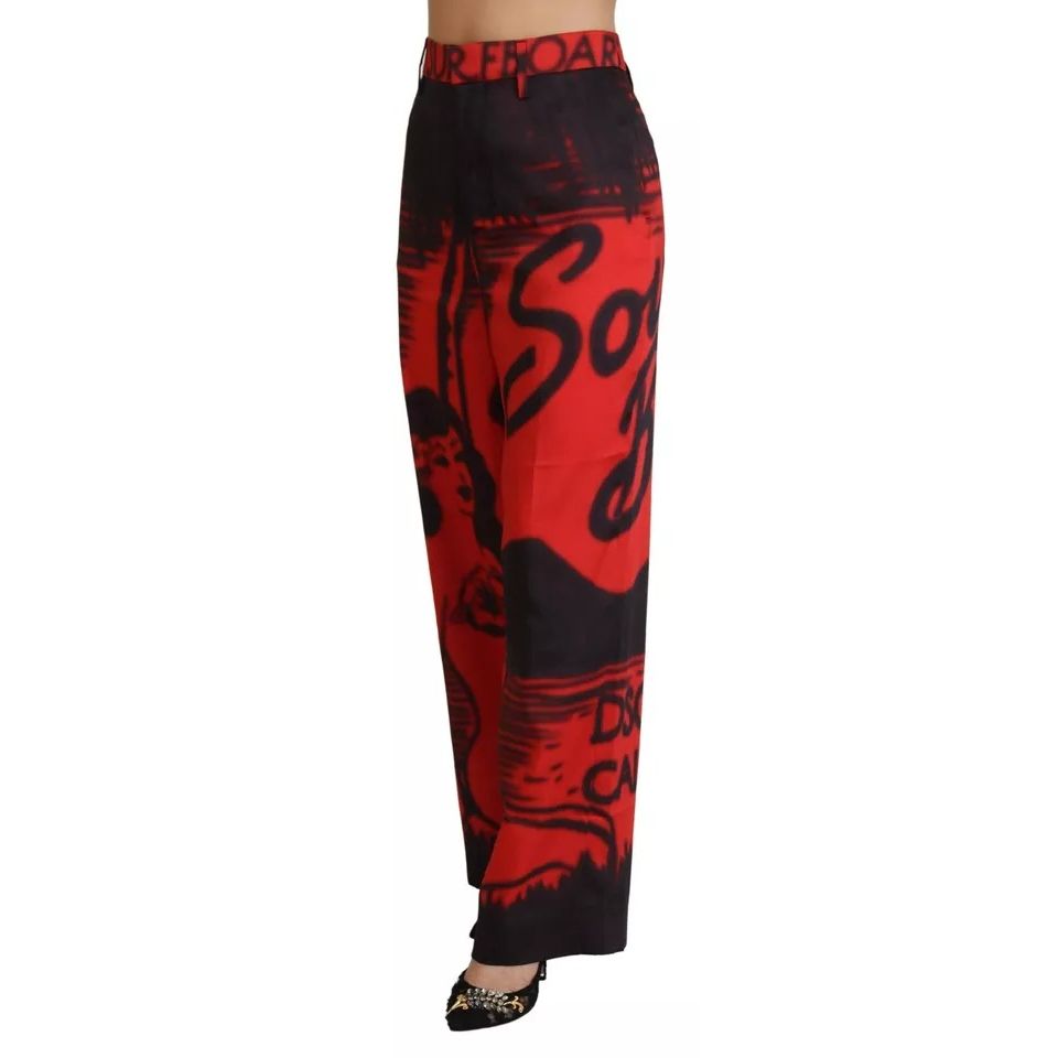 بنطلون مستقيم بخصر مرتفع مطبوع باللون الأحمر من Dsquared²