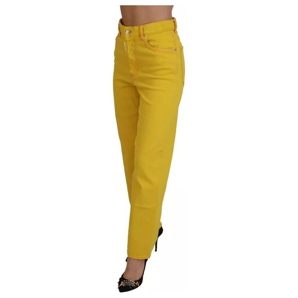 Dsquared² Yellow Cotton High Waist Straight Denim Boston Jeans Dsquared²