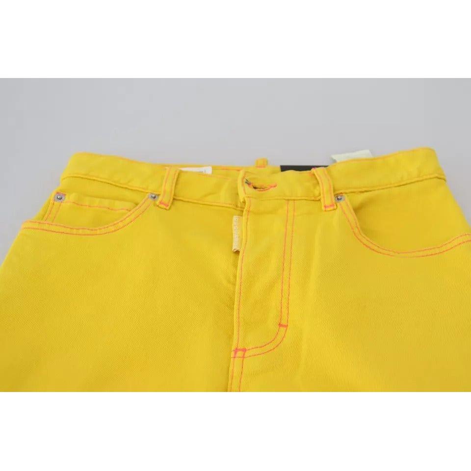 Dsquared² Yellow Cotton High Waist Straight Denim Boston Jeans Dsquared²