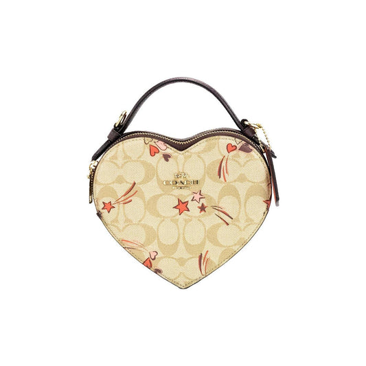 COACH Heart Small Light Khaki Star Canvas Crossbody Bag Purse COACH