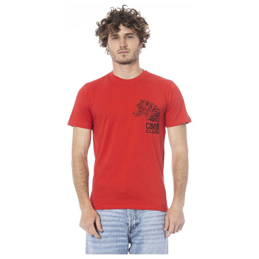 Cavalli Class Red Cotton Men T-Shirt Cavalli Class