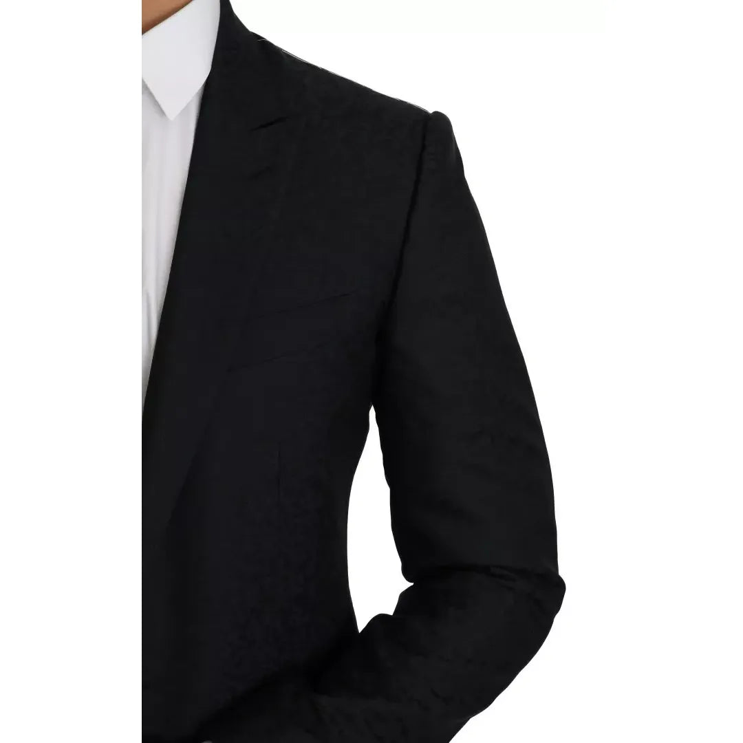 Dolce & Gabbana Blue Jacquard Slim Floral Jacket Blazer