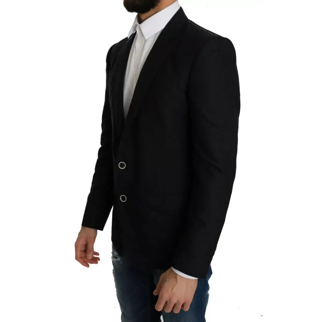 Dolce & Gabbana Blue Jacquard Slim Floral Jacket Blazer