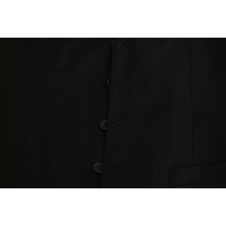 Dolce & Gabbana Black Wool Stretch Waistcoat Formal Dress Vest Dolce & Gabbana