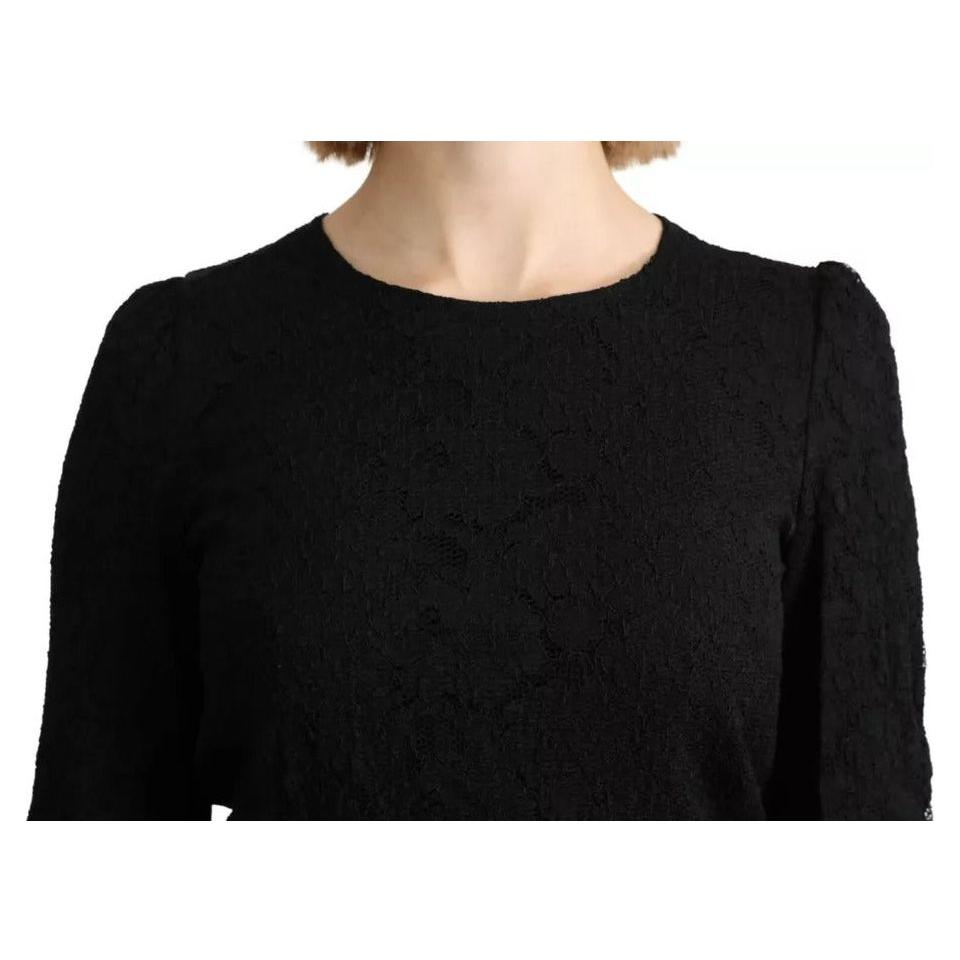 Dolce & Gabbana Black Lace Long Sleeves Blouse STAFF Top Dolce & Gabbana