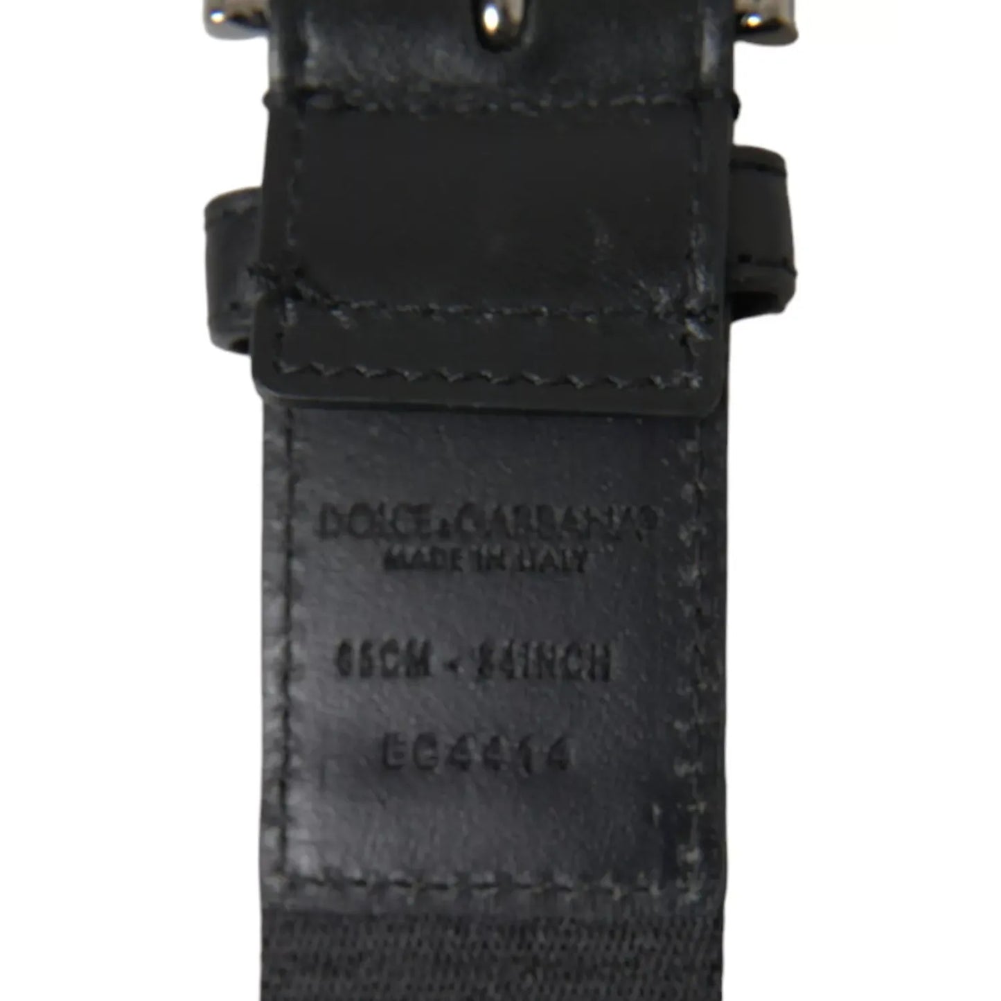 Dolce & Gabbana Black Blue Logo Silver Metal Buckle Belt