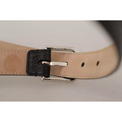 Dolce & Gabbana Black Classic Leather Silver Metal Buckle Belt