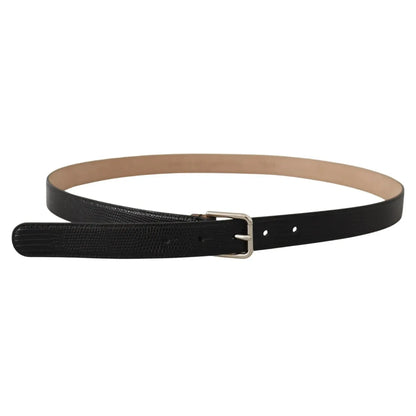 Dolce & Gabbana Black Classic Leather Silver Metal Buckle Belt