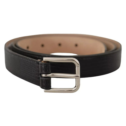 Dolce & Gabbana Black Classic Leather Silver Metal Buckle Belt