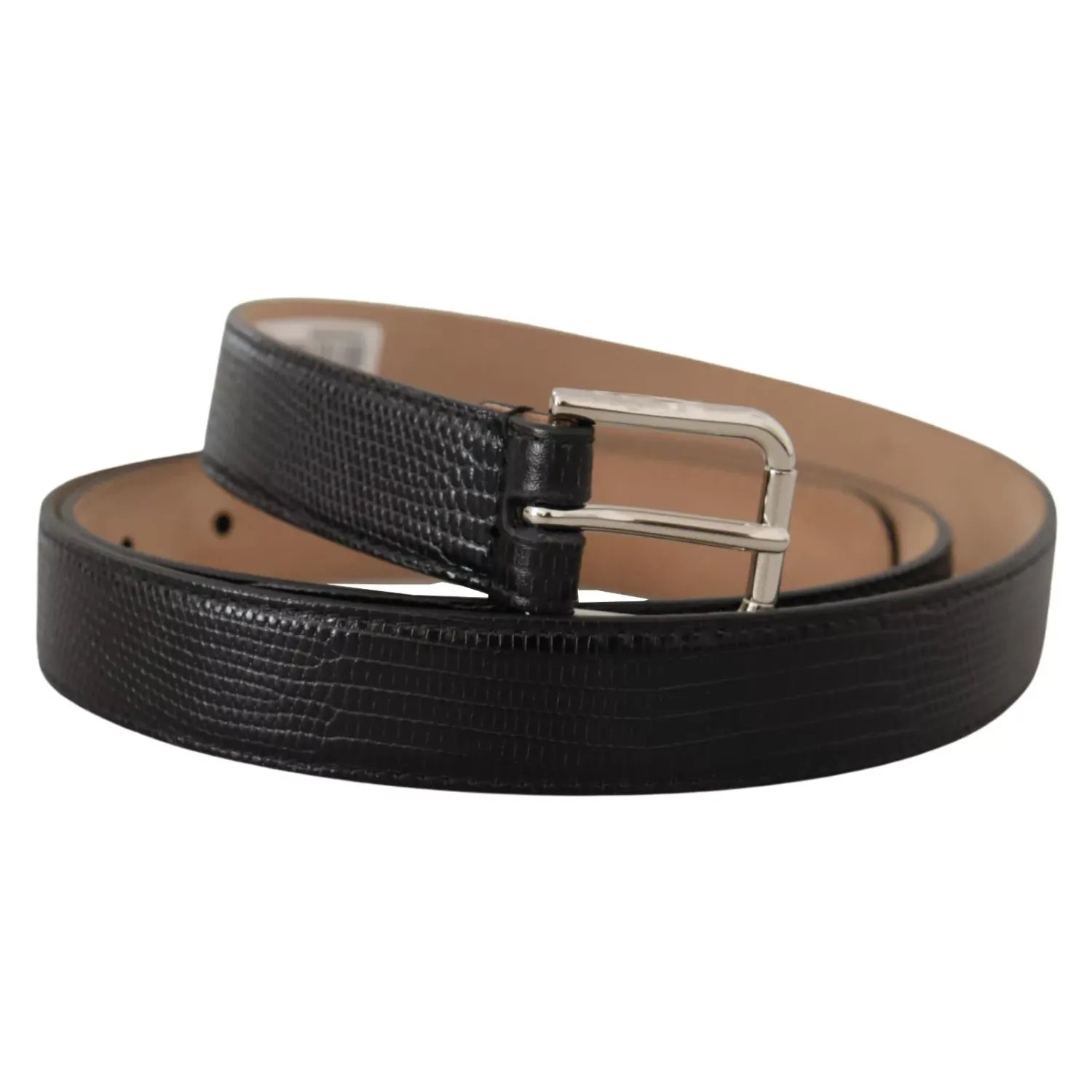 Dolce & Gabbana Black Classic Leather Silver Metal Buckle Belt