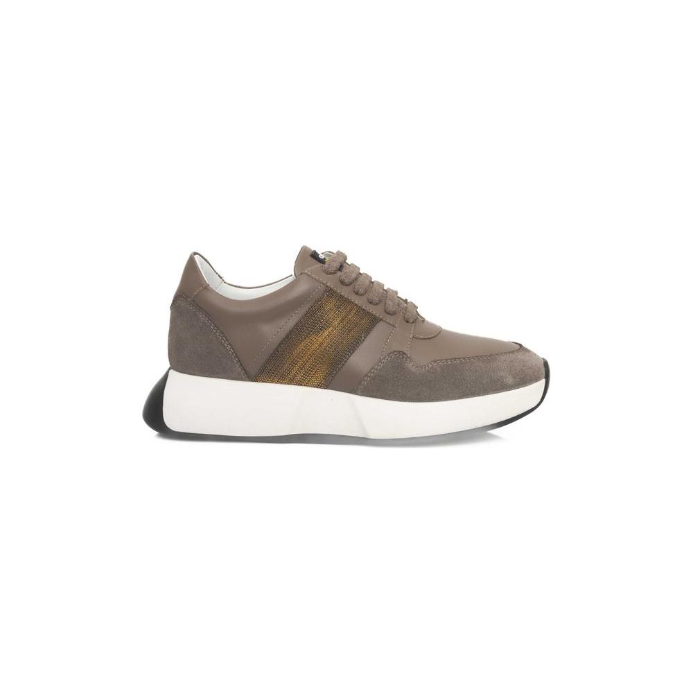 Cerruti 1881 Beige Leather Women Sneaker Cerruti 1881