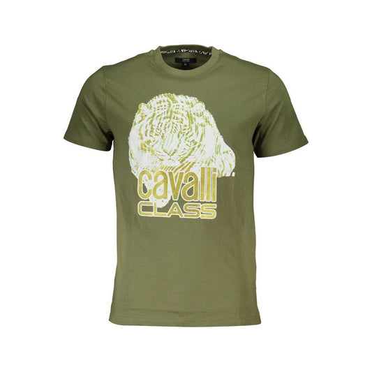 Cavalli Class Green Cotton T-Shirt Cavalli Class