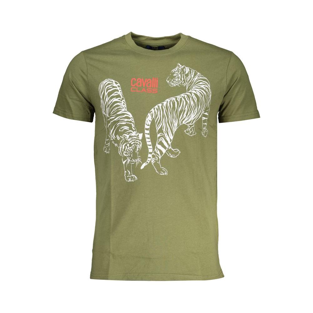 Cavalli Class Green Cotton T-Shirt Cavalli Class