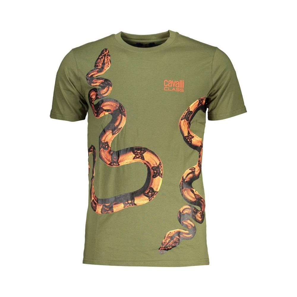 Cavalli Class Green Cotton T-Shirt Cavalli Class