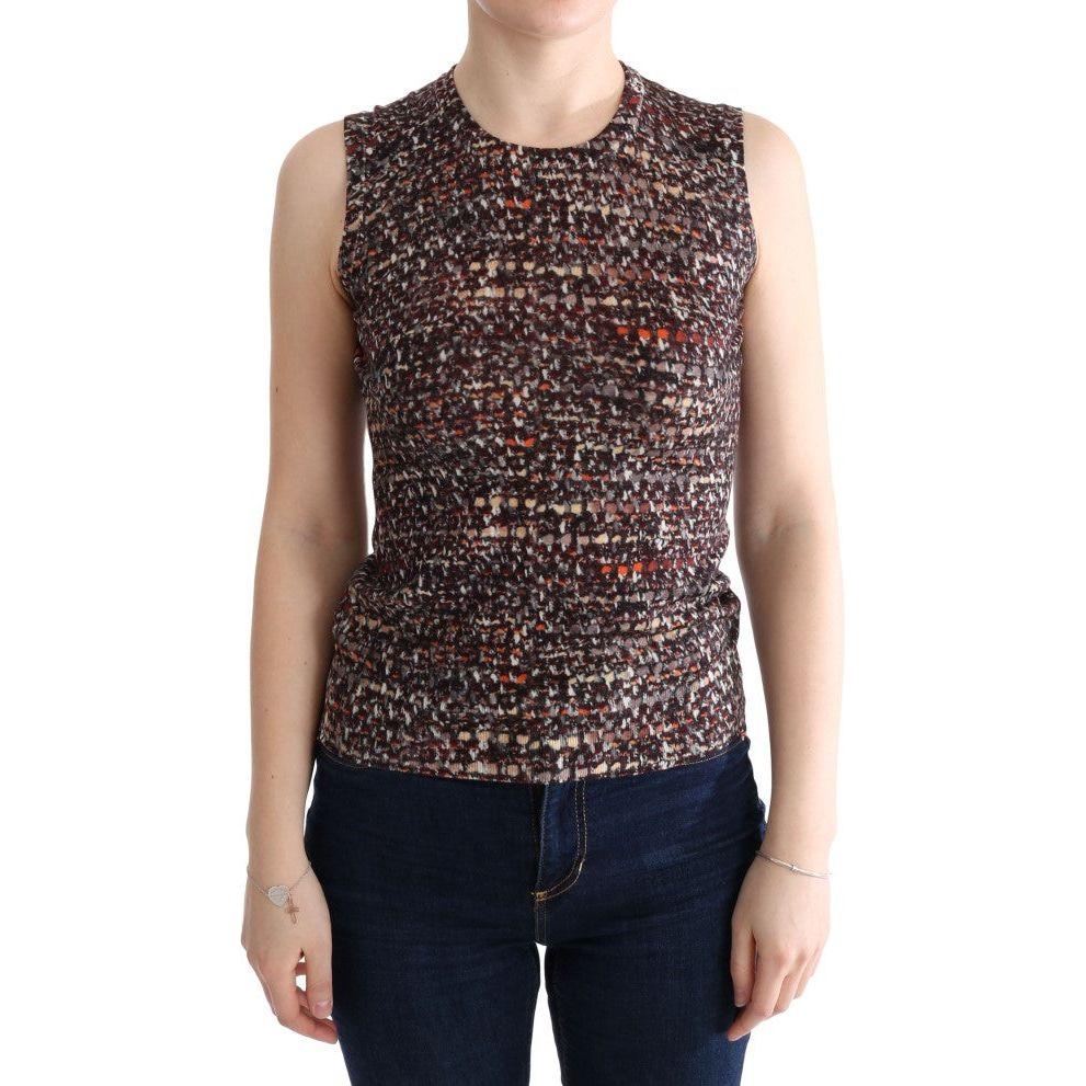 Dolce & Gabbana Sleeveless Multicolor Knit Wool Top Dolce & Gabbana