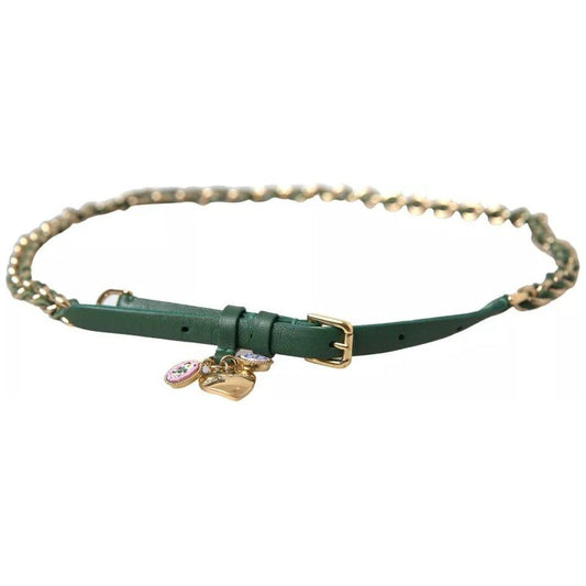 Dolce & Gabbana Green Embellished Chain Gold Buckle Belt Dolce & Gabbana