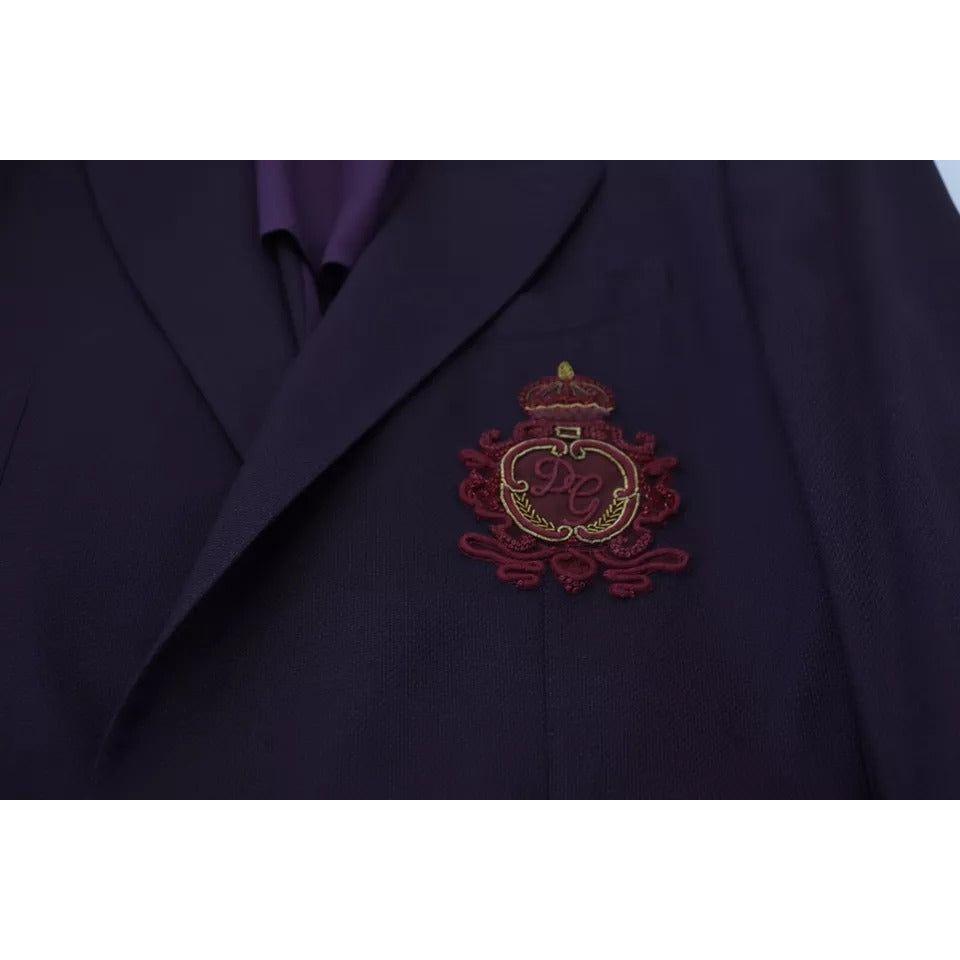 Dolce & Gabbana Purple Logo Single Breasted Wool Blazer Dolce & Gabbana