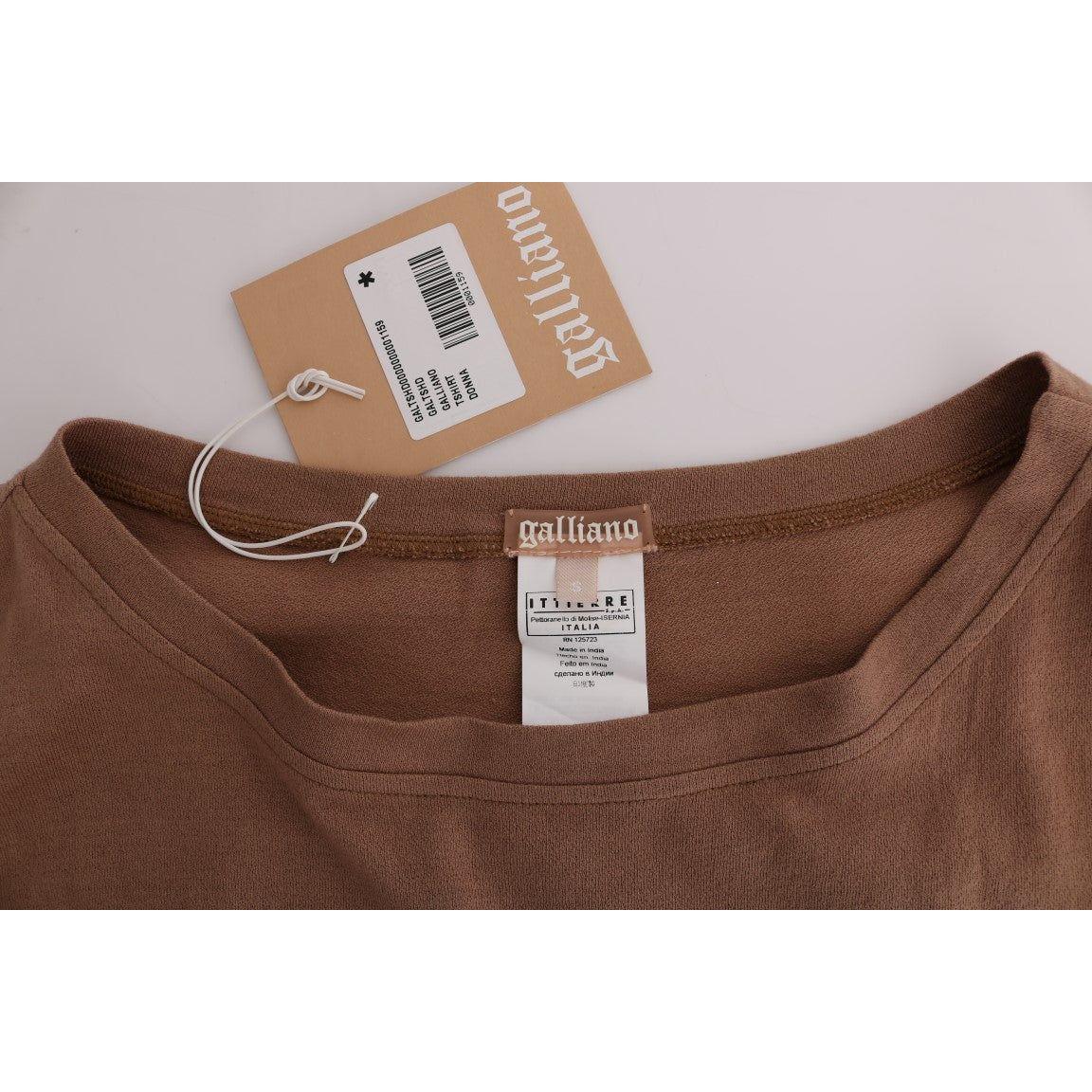 John Galliano Chic Brown Crewneck Cotton Sweater John Galliano