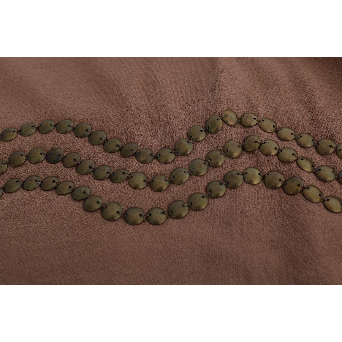 John Galliano Brown Cotton Studded Sweater