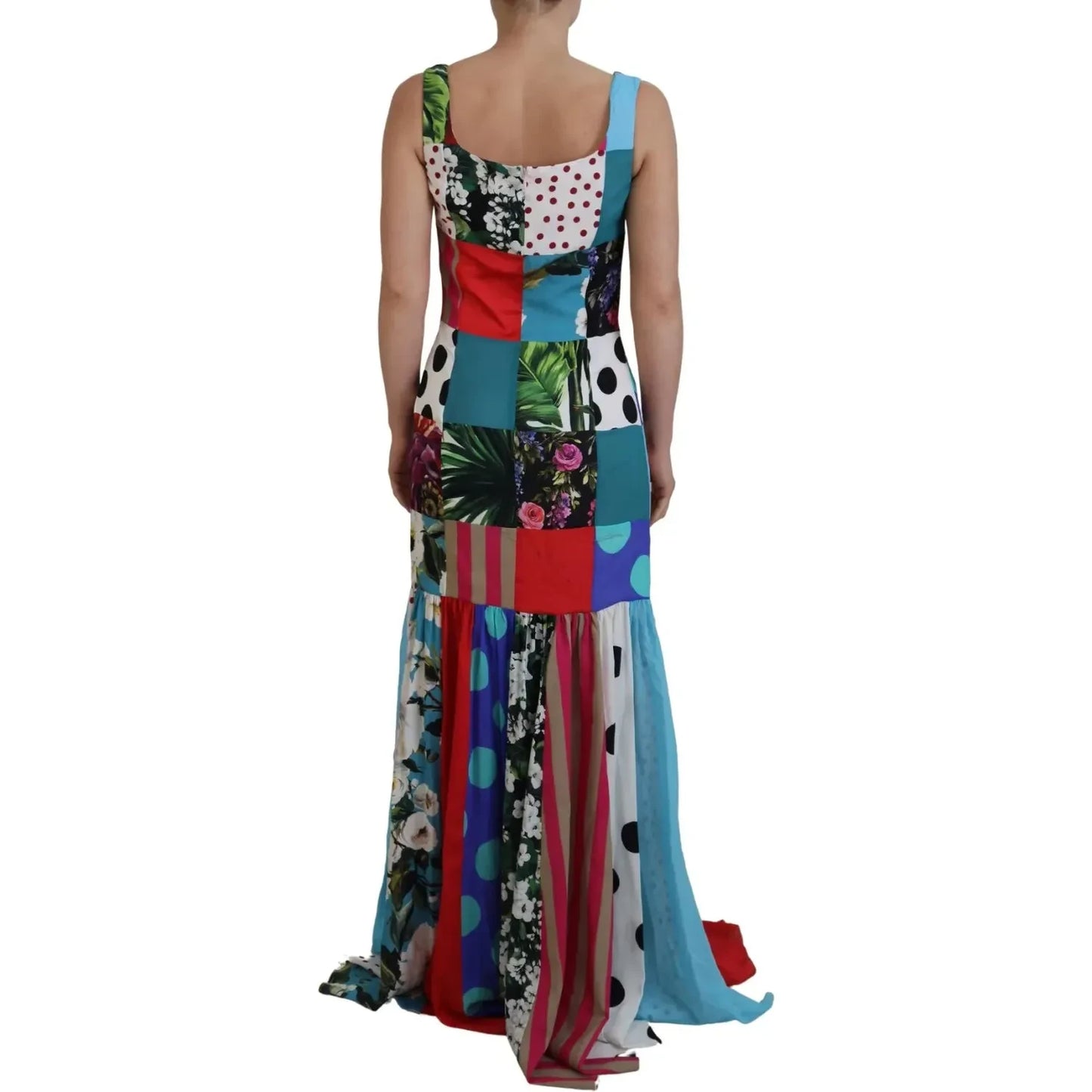 Dolce & Gabbana Silk Multicolor Patchwork Sheath Maxi Dress Dolce & Gabbana