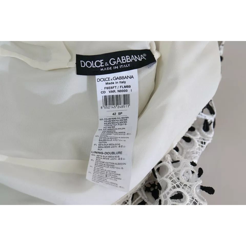 Dolce & Gabbana White Cutout Design Polyester A-line Midi Dress
