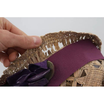 Dolce & Gabbana Brown Ribbon Floral Embellished Straw Hat