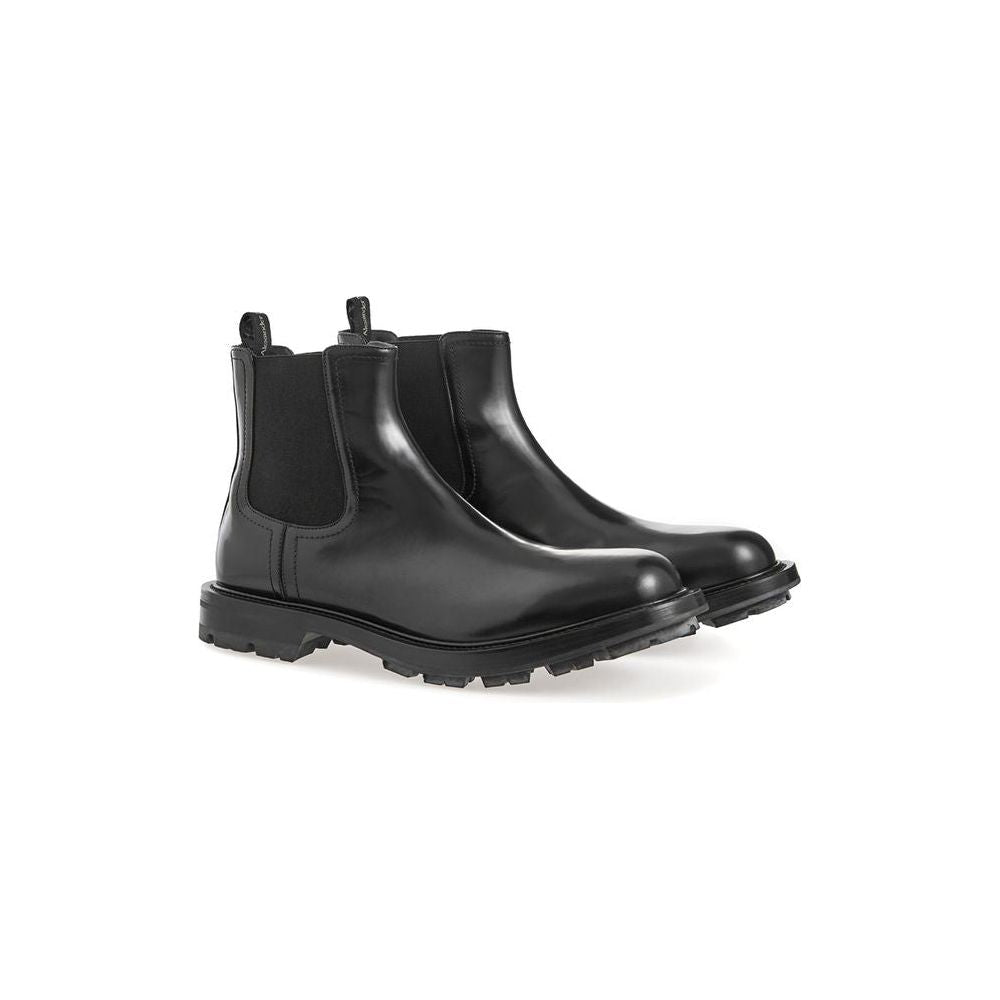 Alexander McQueen Sleek Black Leather Boots for Men Alexander McQueen