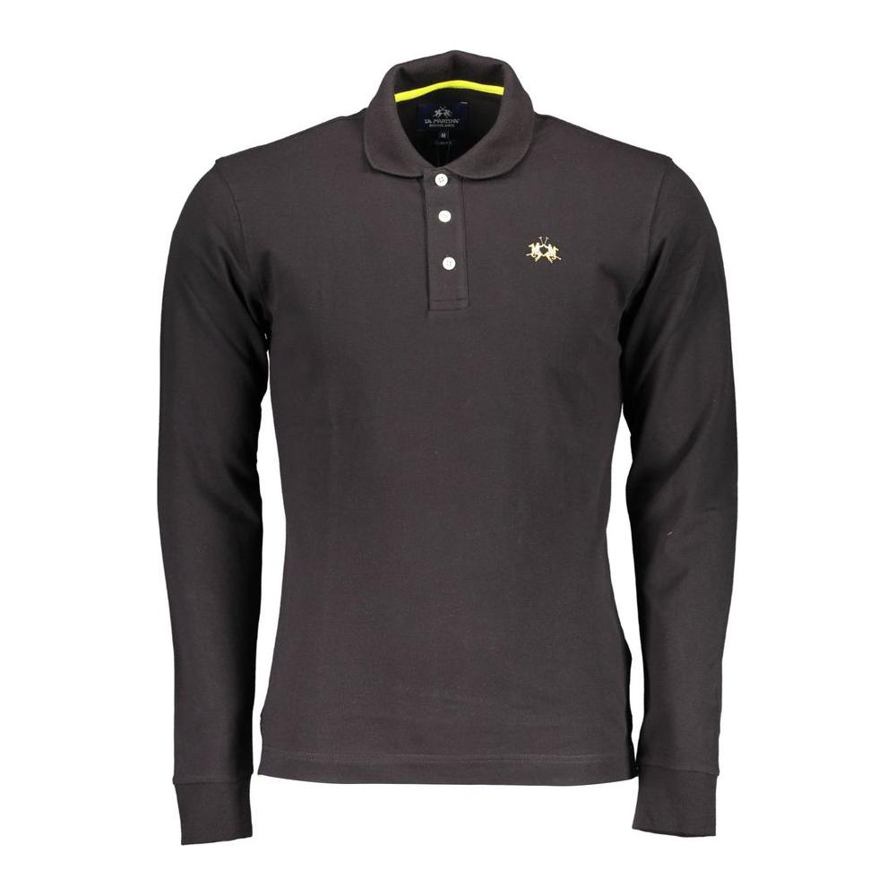 La Martina Black Cotton Polo Shirt La Martina