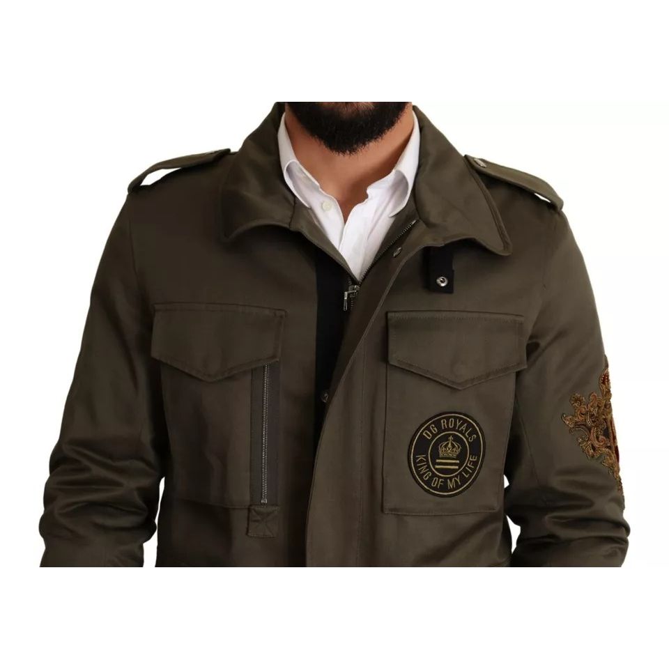 جاكيت معطف من القطن باللون الأخضر من مجموعة DG Love Blouson من Dolce &amp; Gabbana