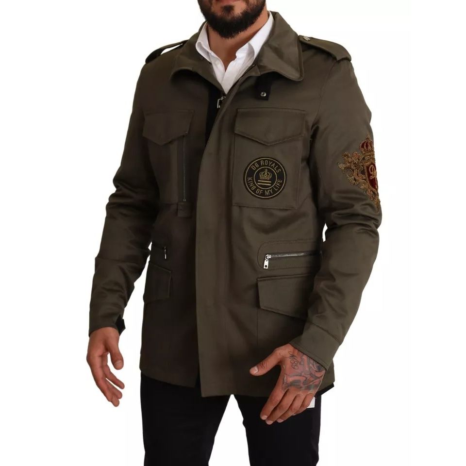 جاكيت معطف من القطن باللون الأخضر من مجموعة DG Love Blouson من Dolce &amp; Gabbana