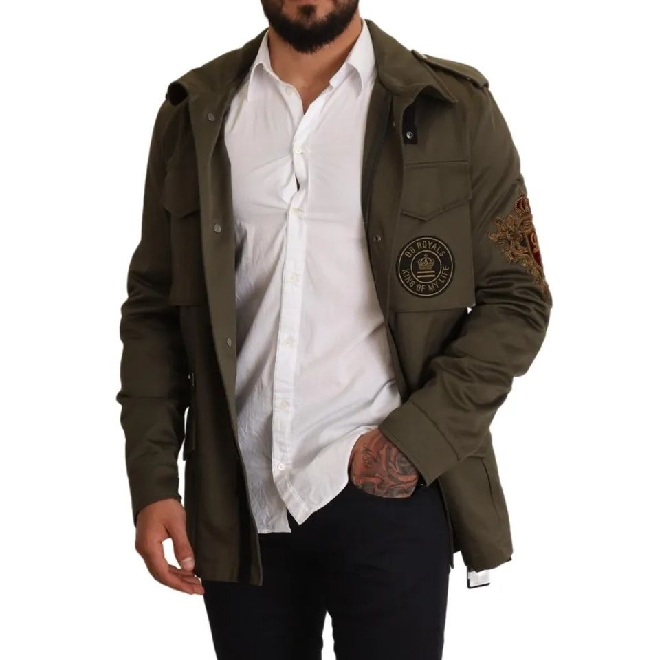 جاكيت معطف من القطن باللون الأخضر من مجموعة DG Love Blouson من Dolce &amp; Gabbana