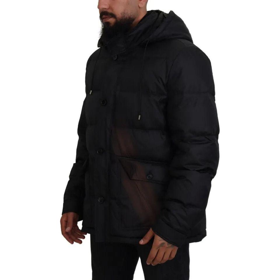 Dolce & Gabbana Black Polyester Hooded Parka Coat Winter Jacket Dolce & Gabbana