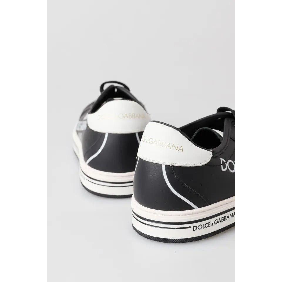 Dolce & Gabbana Black Leather Crown Milano Sneakers Casual Shoes Dolce & Gabbana