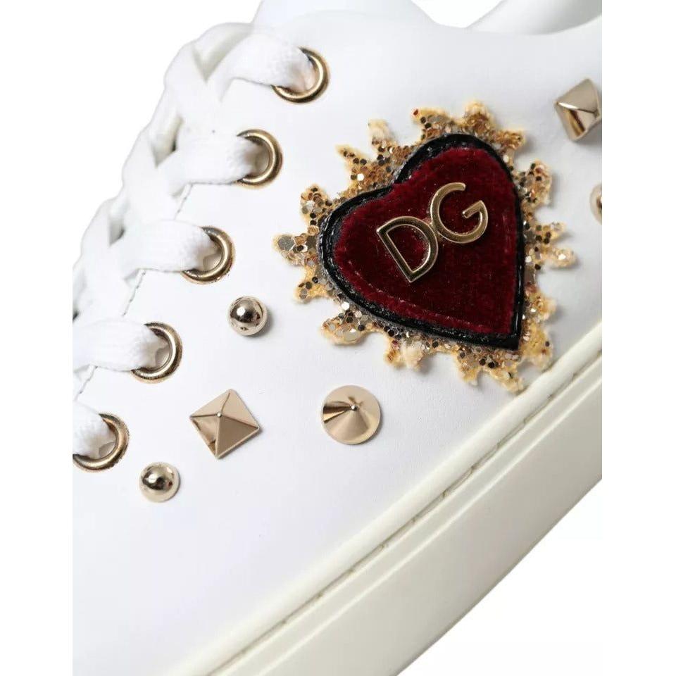 Dolce & Gabbana White Portofino Sacred Heart Sneakers Women Shoes Dolce & Gabbana