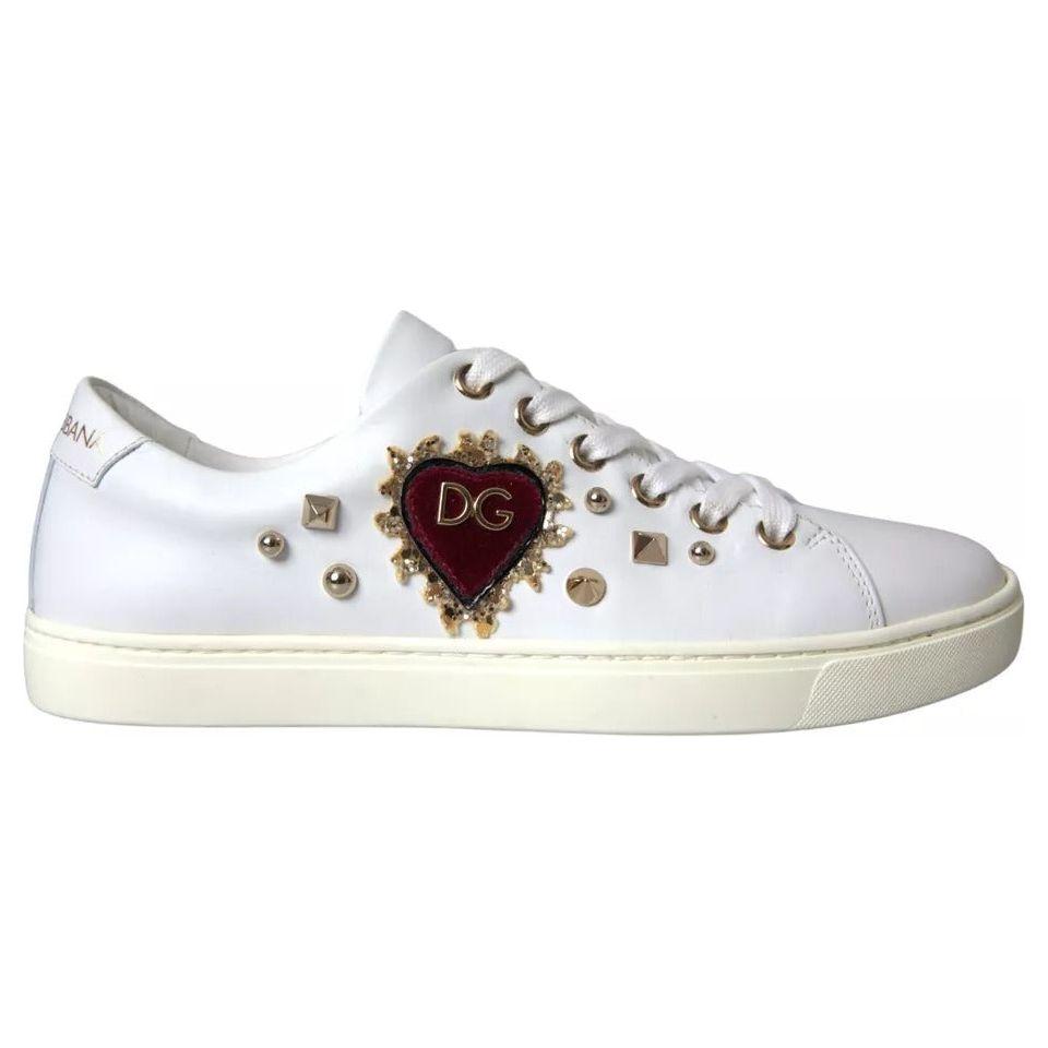 Dolce & Gabbana White Portofino Sacred Heart Sneakers Women Shoes Dolce & Gabbana