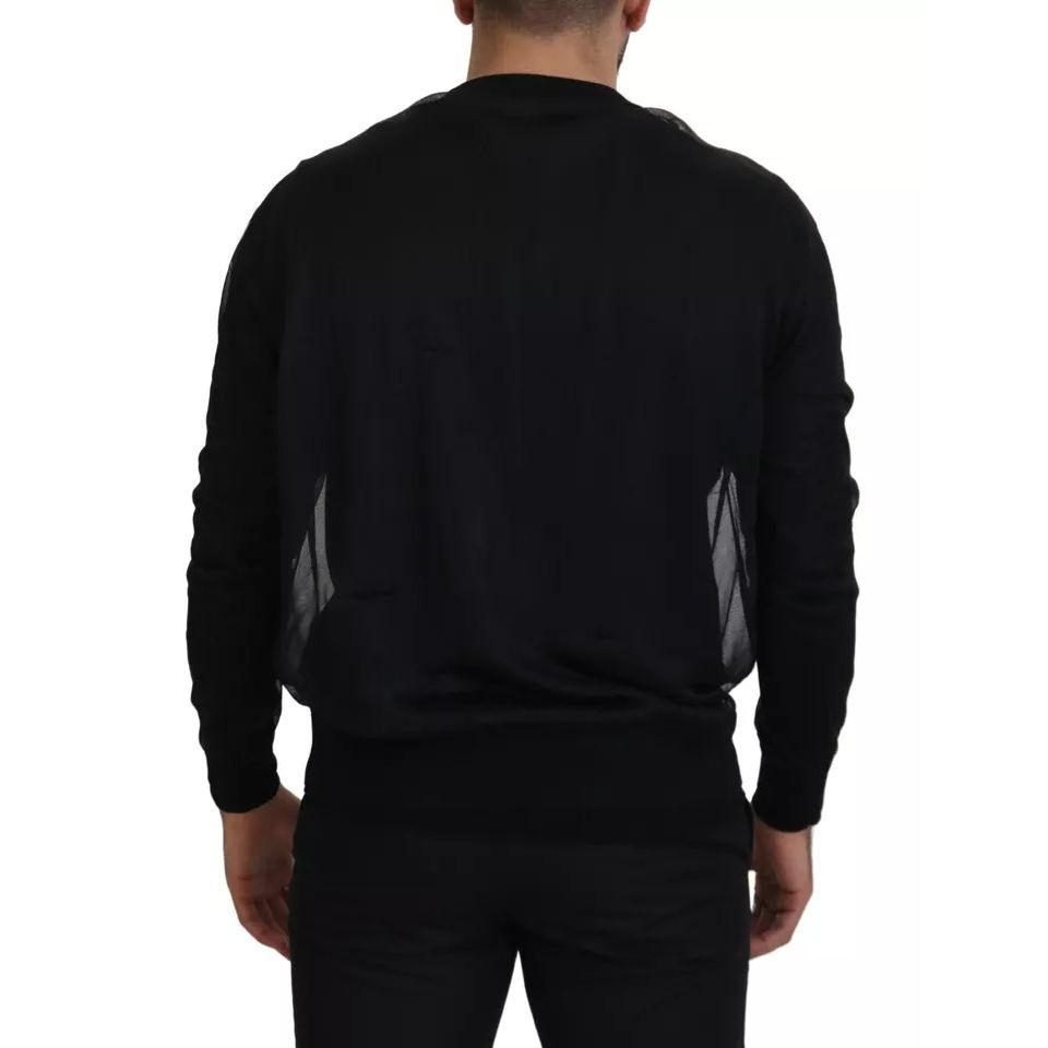 Dolce & Gabbana Black Polyester Crewneck Men Pullover Sweater