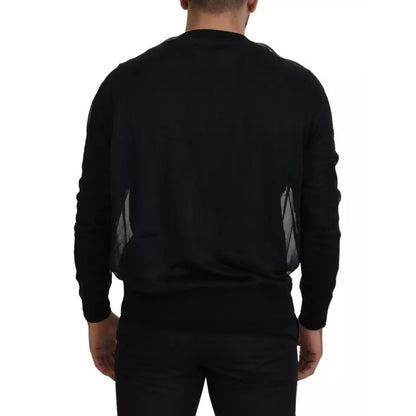 Dolce & Gabbana Black Polyester Crewneck Men Pullover Sweater