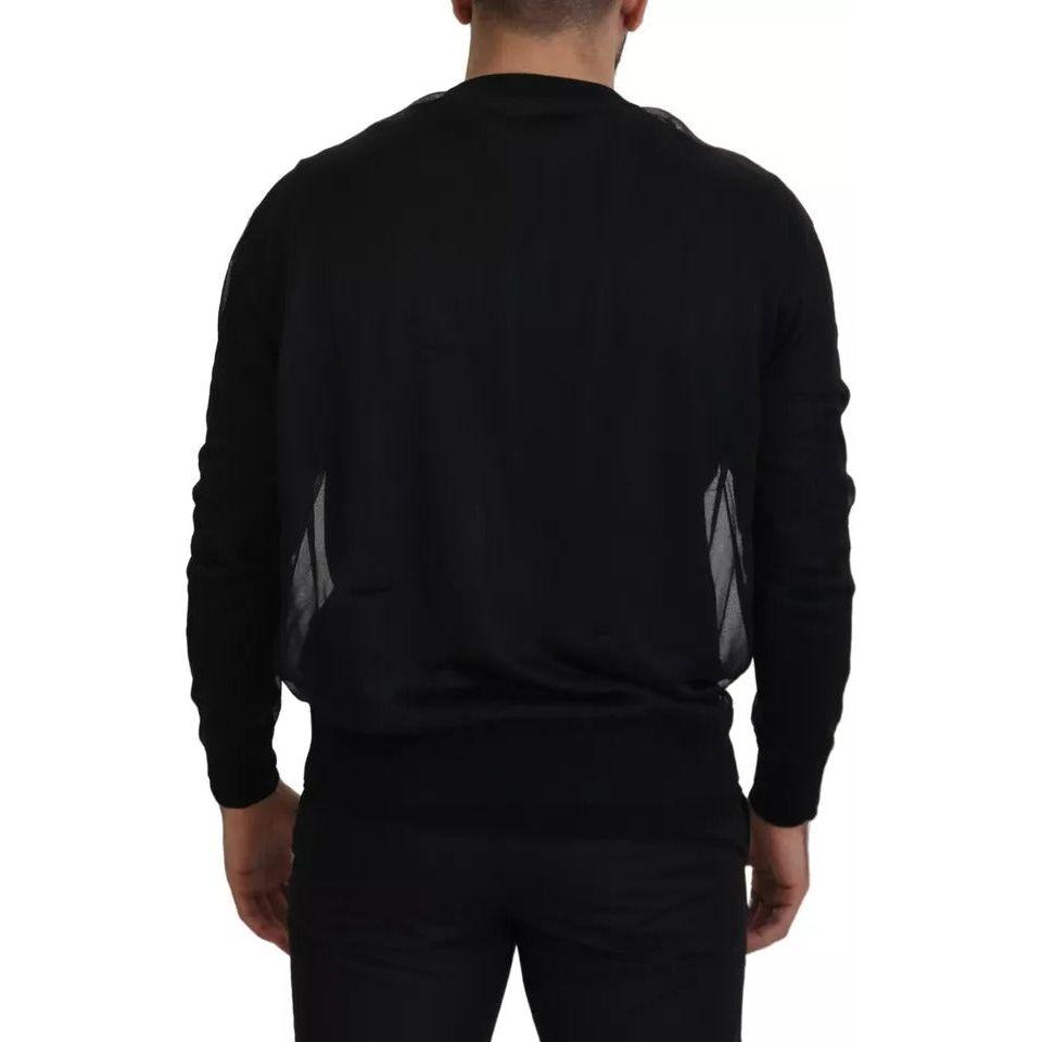 Dolce & Gabbana Black Polyester Crewneck Men Pullover Sweater Dolce & Gabbana