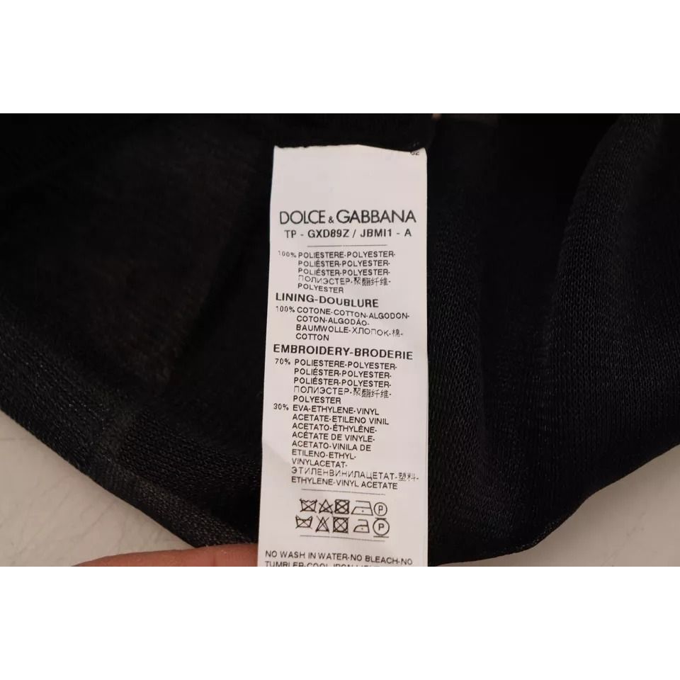 Dolce & Gabbana Black Polyester Logo Men Pullover Sweater