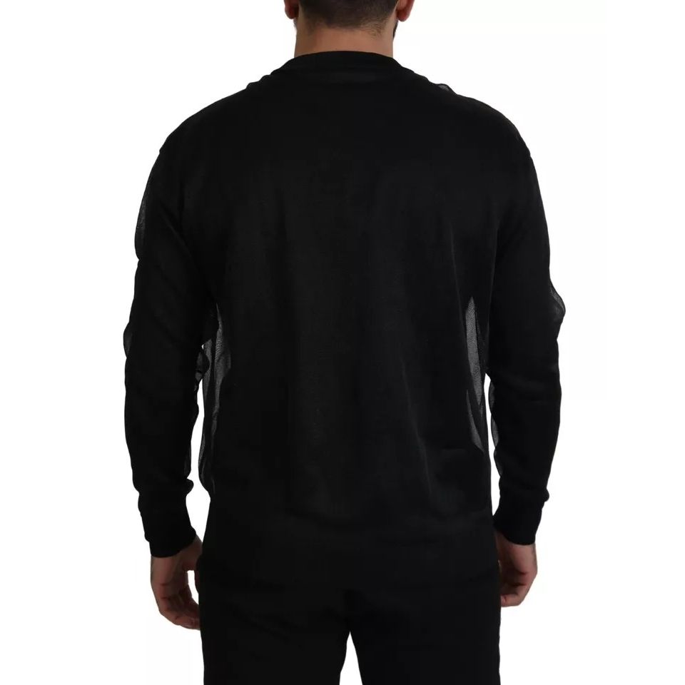 Dolce & Gabbana Black Polyester Logo Men Pullover Sweater