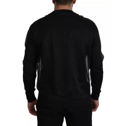 Dolce & Gabbana Black Polyester Logo Men Pullover Sweater