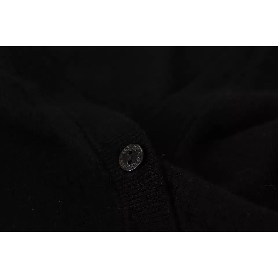 Dolce & Gabbana Black Wool Knit Button Down Cardigan Sweater Dolce & Gabbana