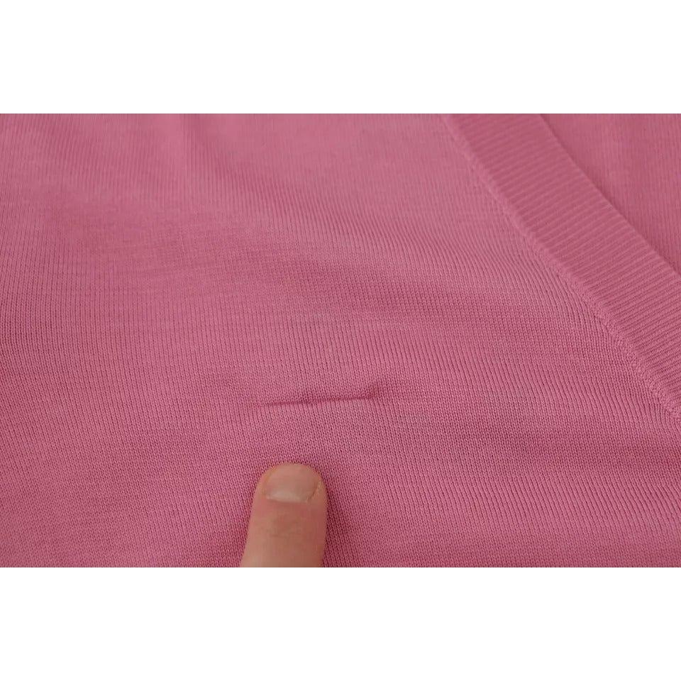 سترة كارديجان من دولتشي آند غابانا باللون الوردي مصنوعة من الحرير بنسبة 100%