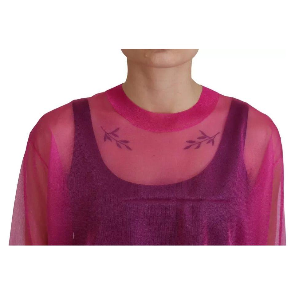 Dolce & Gabbana Fuchsia Polyester Crewneck Pullover Sweater