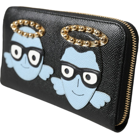 Dolce & Gabbana Black Blue Leather #DGFAMILY Zipper Continental Men Wallet Dolce & Gabbana